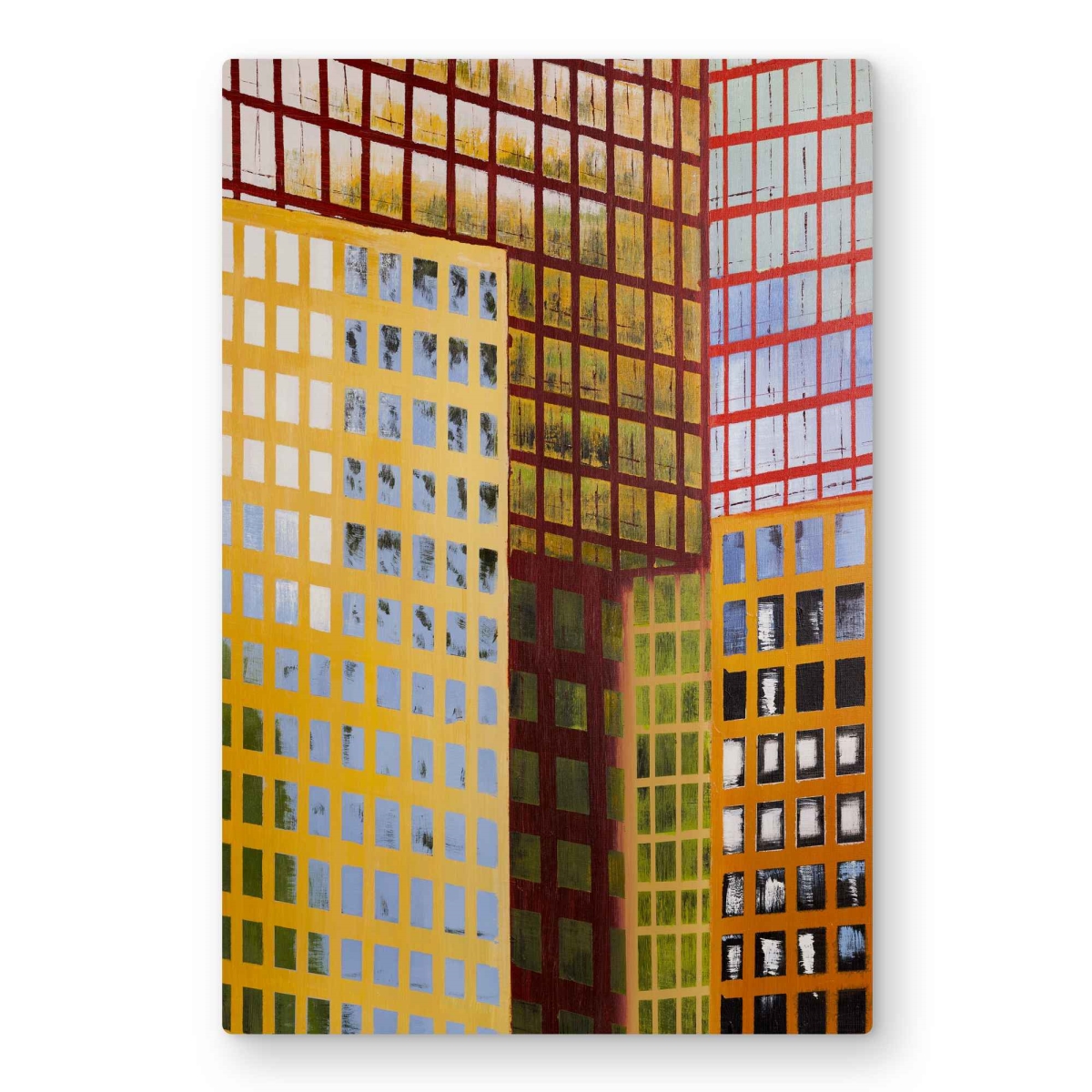 C1MP2030KXOSN9 20 x 30 in. Skyscrapers - Yellow Metal Print Wall Art for Home Decor - City Art