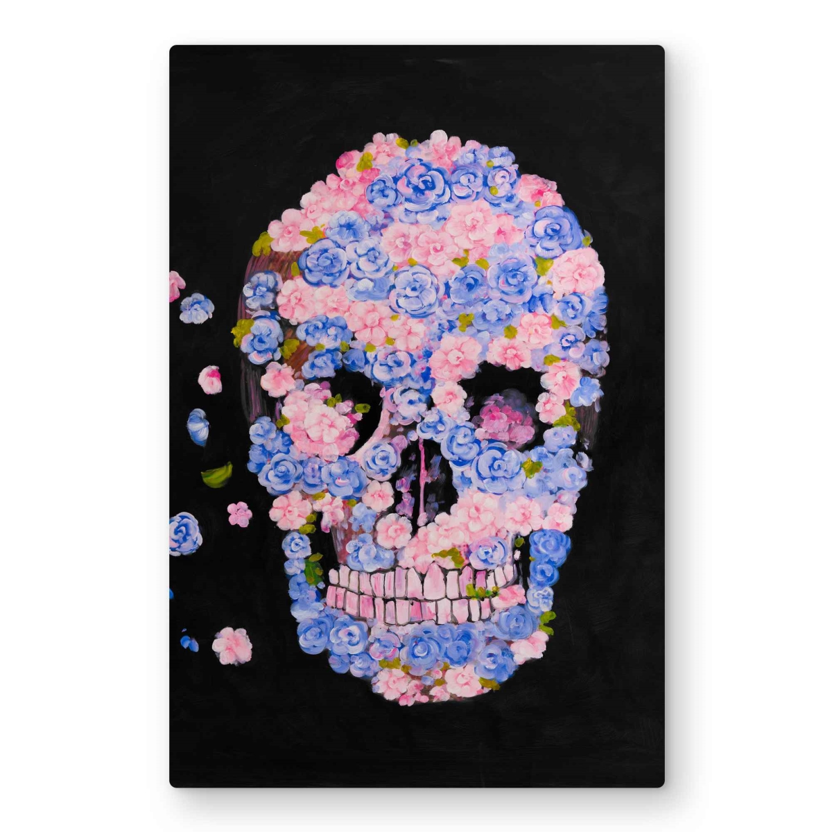 C1MP2030L0SJTU 20 x 30 in. Skull of Flowers In Flight - Modern Purple Metal Print Wall Art