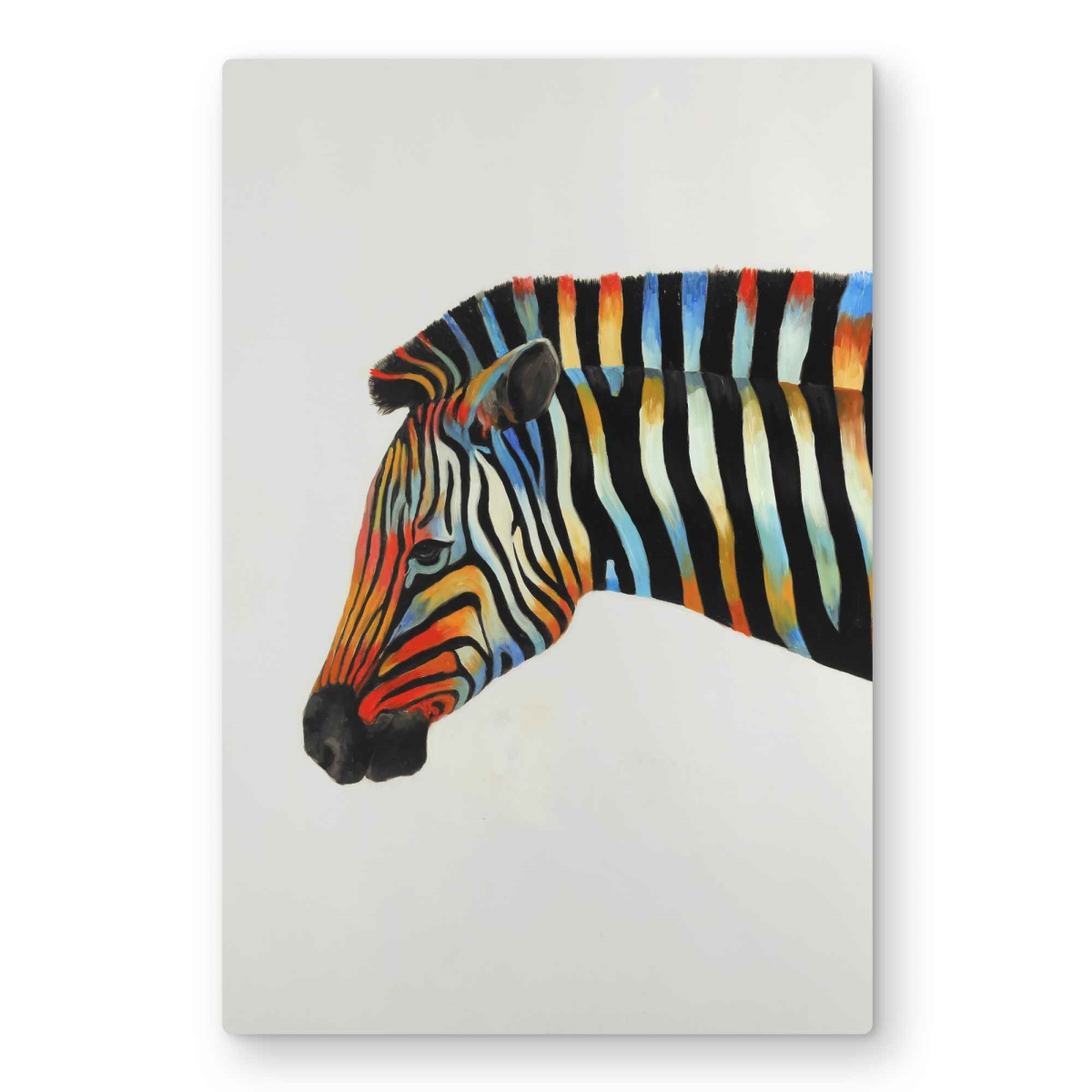 C1MP2030L24JUW 20 x 30 in. Colorful Zebra - Red Illustrative Metal Print Wall Art for Home Decor