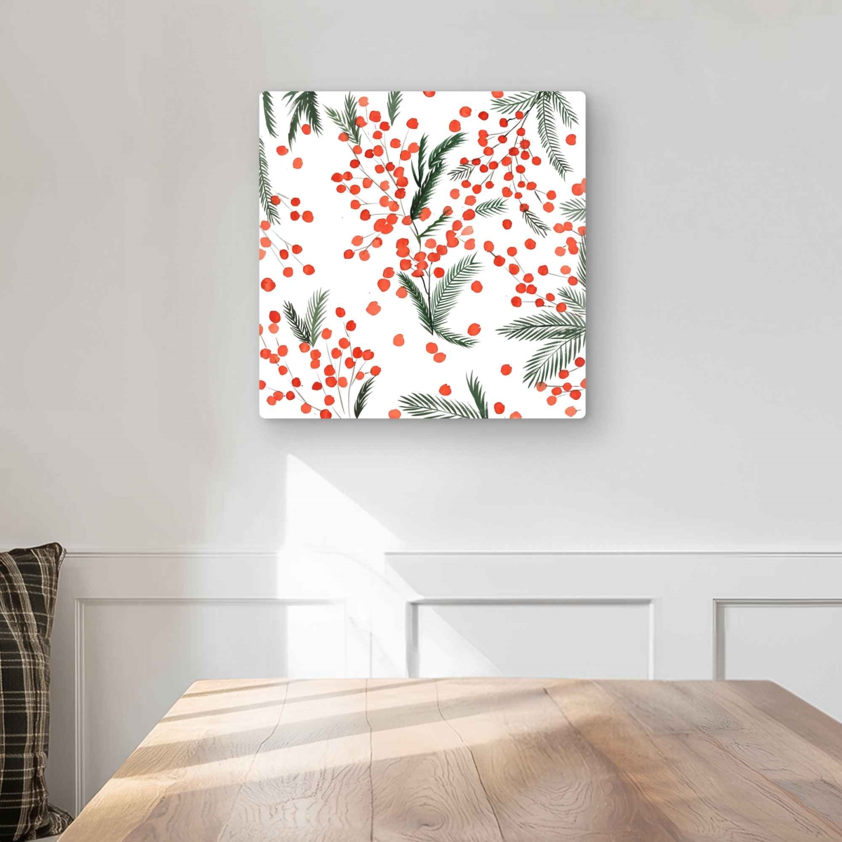 C1MP1616EJ143P 16 x 16 in. Mistletoe Leaf Pattern Wall Art - Trees Illustrative Metal Print