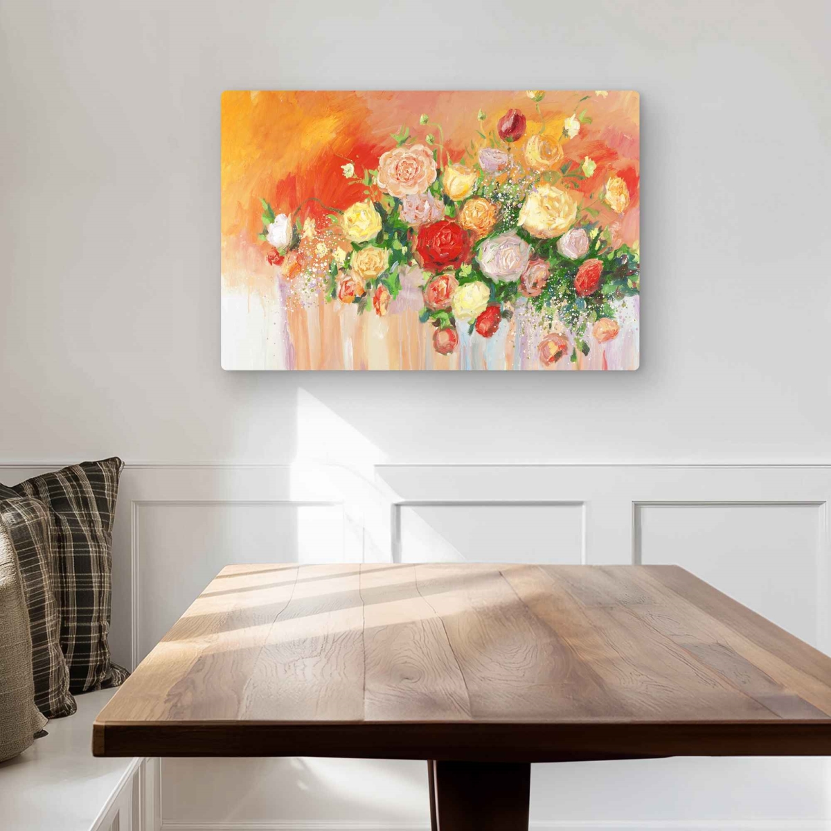 C1MP2030QDACSV 20 x 30 in. Bouquet of Multicolor Abstract Flowers Wall Art - Red Metal Print