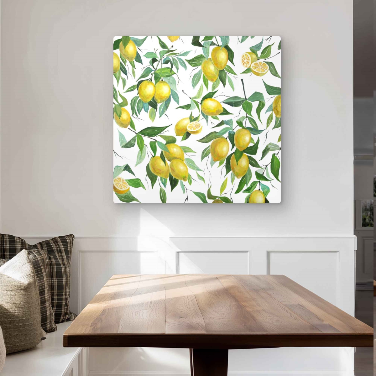 C1MP3232D4JGNR 32 x 32 in. Lemon Pattern Kitchen Illustrative Metal Print Wall Art - Home Decor