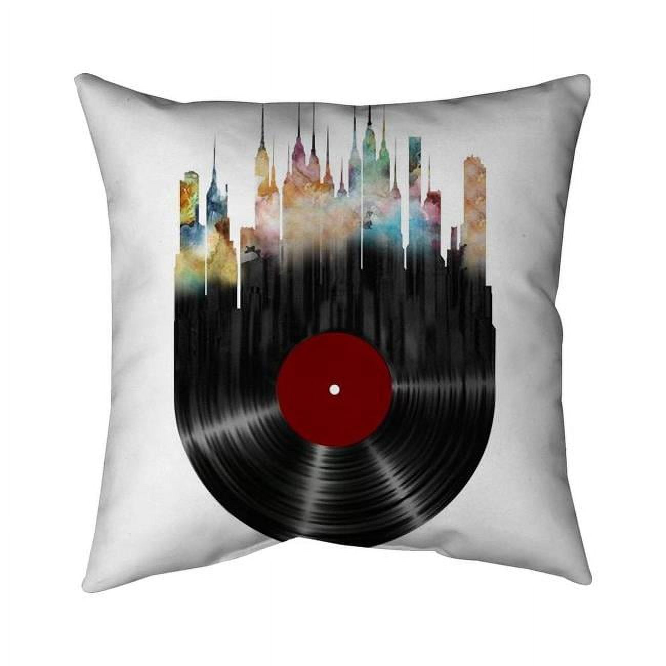 18 x 18 in. Abstract City on A Vinyl Disk-Double Sided Print Indoor Pillow