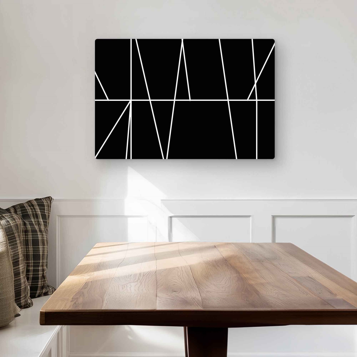C1MP2030Q67Q4F 20 x 30 in. White Stripes On Black Background Wall Art - Livingroom Metal Print