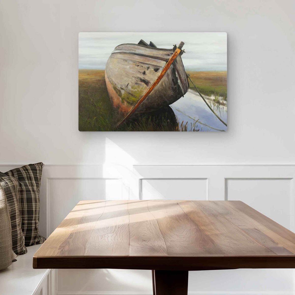 C1MP2030UU5D9N 20 x 30 in. Old Abandoned Boat In A Swamp Wall Art - Marine Metal Print Decor
