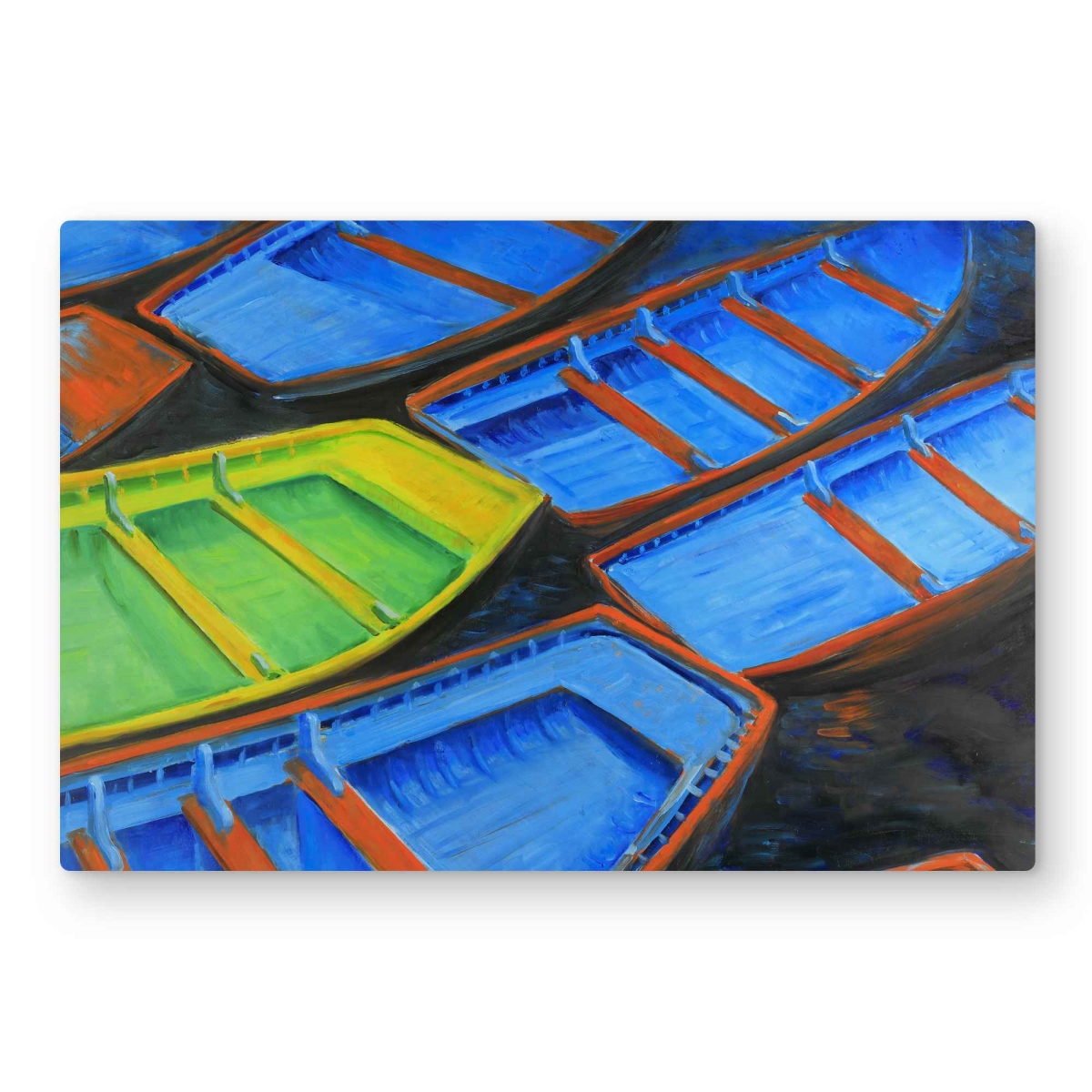 C1MP2030VI33WT 20 x 30 in. Small Canoes - Green Retro Metal Print Wall Art for Home Decor