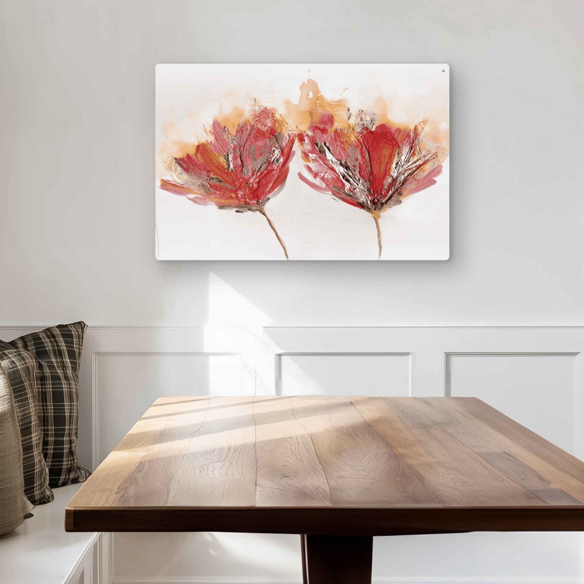 C1MP2030URS67D 20 x 30 in. Crimson Flowers & Butterfly Wall Art - Contemporary Metal Print