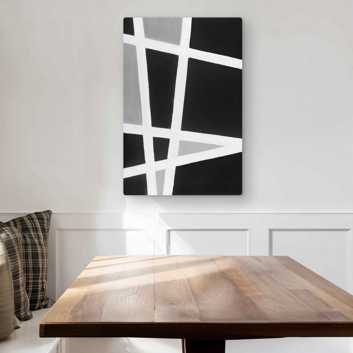 C1MP20300AC0M2 20 x 30 in. Black & White Abstract Lines Wall Art - Monochrome Metal Print