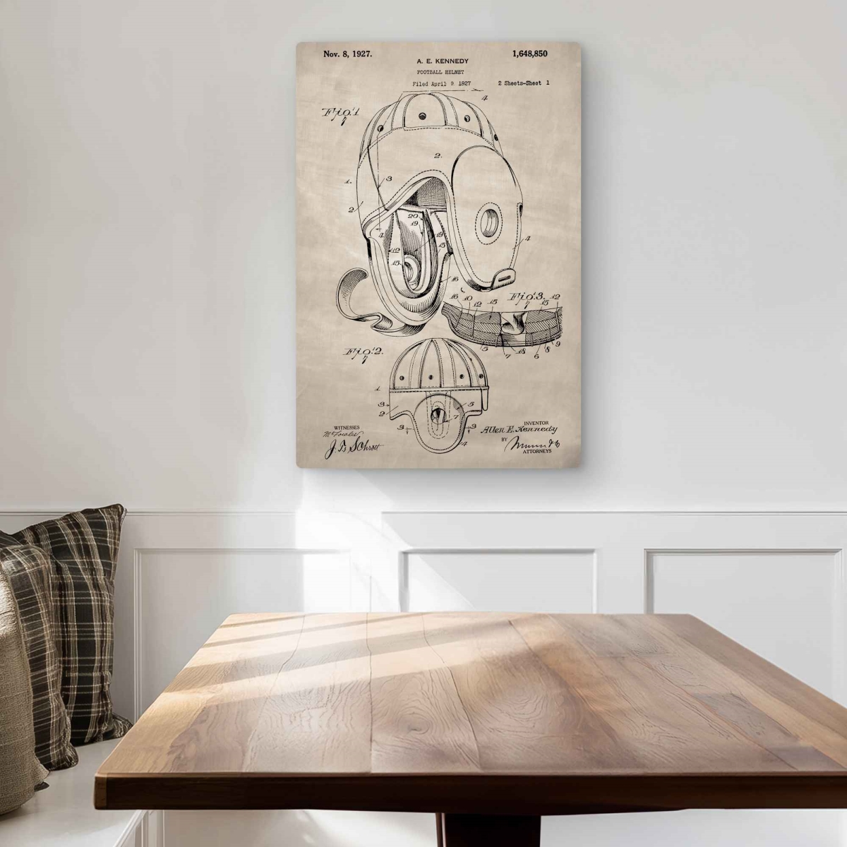 C1MP20300HCXSY 20 x 30 in. Beige Football Helmet Wall Art - Metal Print Home Decor Accent