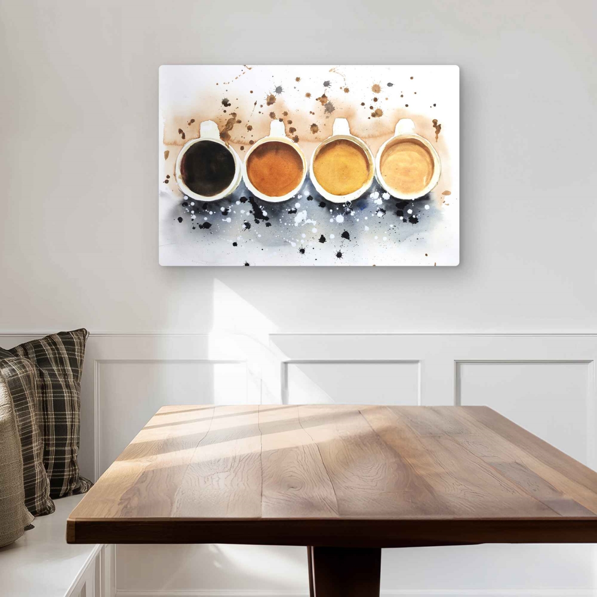 C1MP20302ZIIK0 20 x 30 in. Four Cups of Coffee with Paint Splash Wall Art - Hygge Metal Print