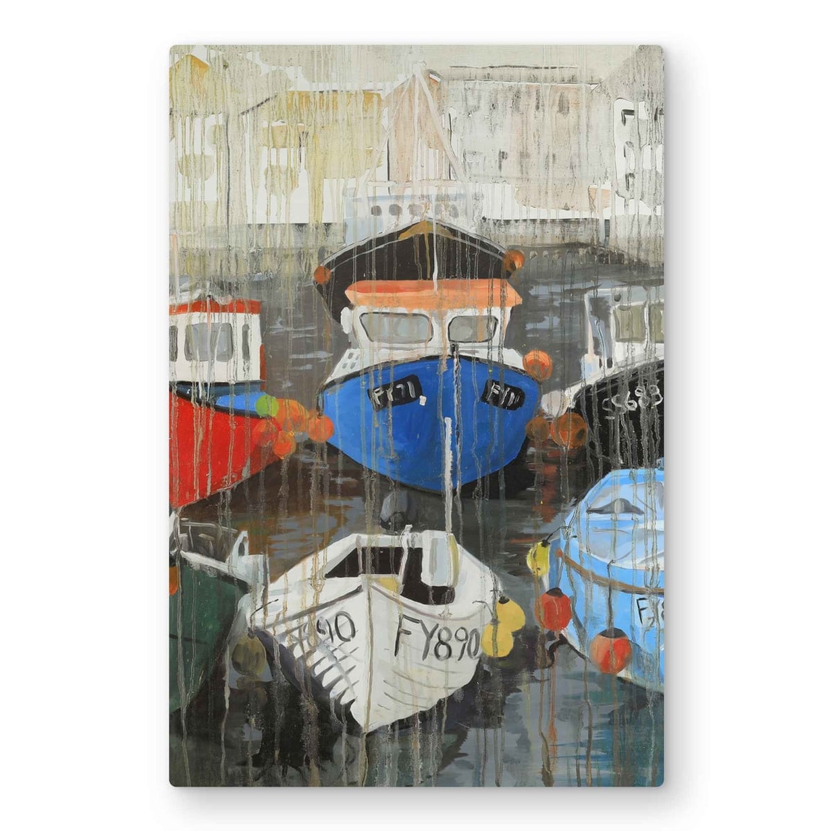 C1MP20304TV75J 20 x 30 in. Color Fading Rain at the Port Wall Art - Bedroom Boat Metal Print