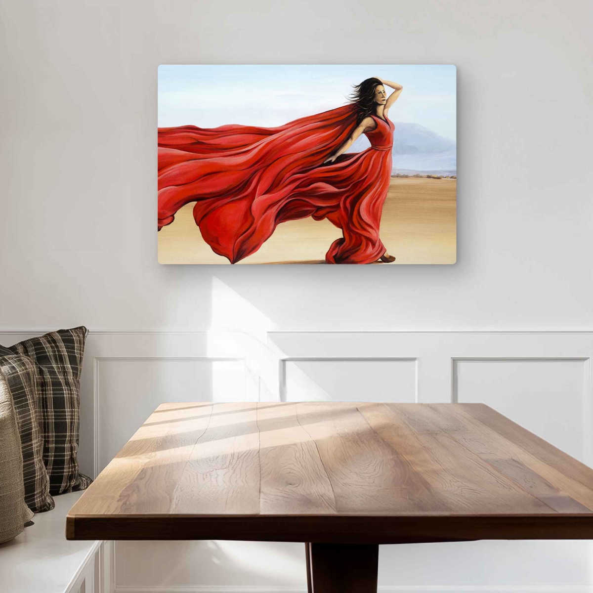 C1MP203059V3C8 20 x 30 in. Red Dress in the Desert - Romantic Metal Print Wall Art for Home