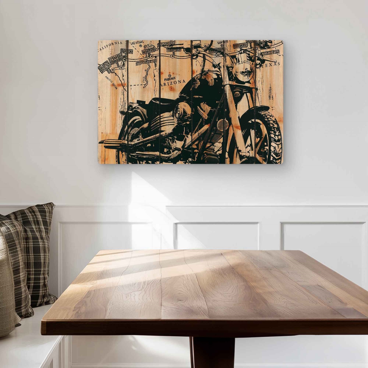 C1MP20303JL4BF 20 x 30 in. Rustic Motorcycle Metal Print Wall Art - Decor On Wood Background
