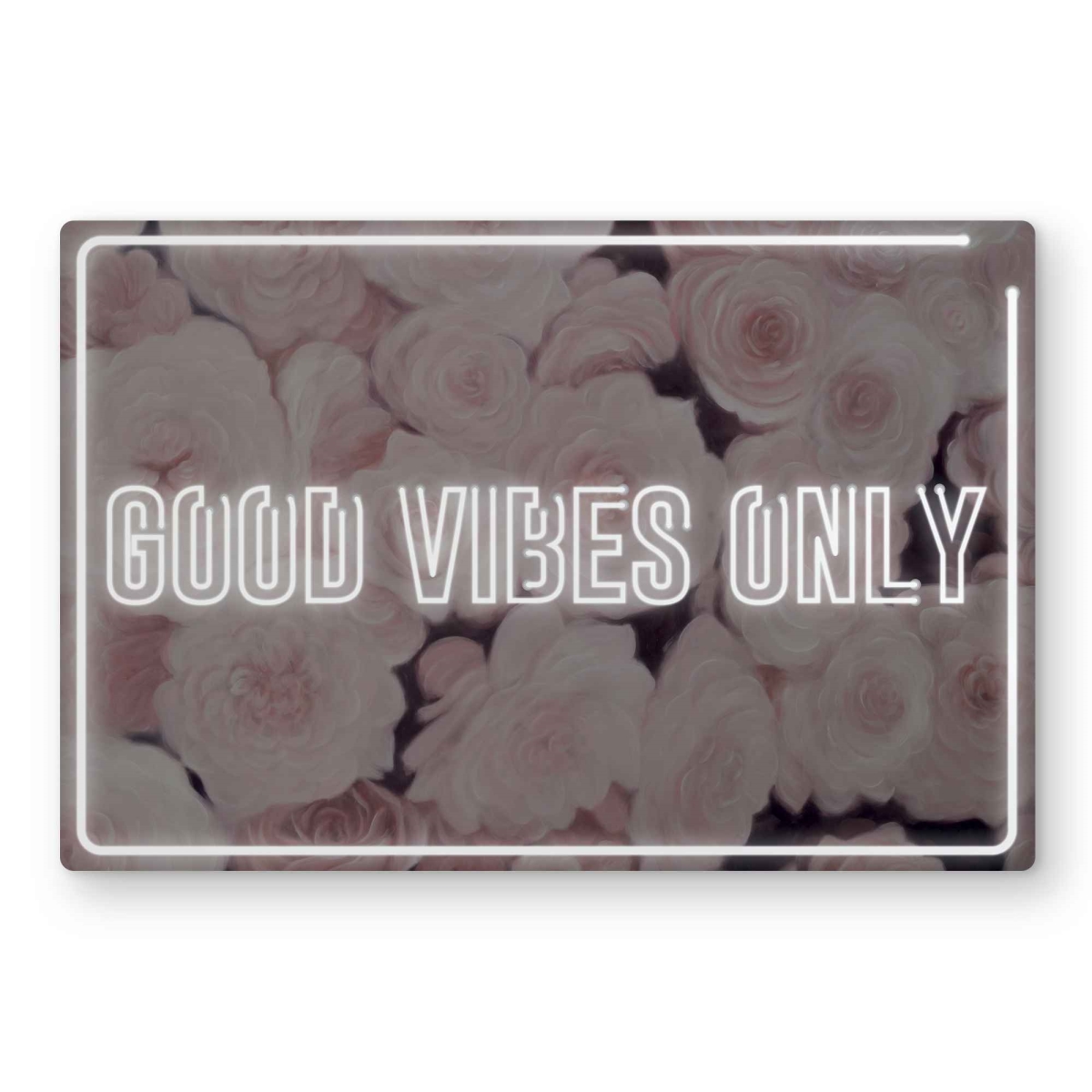 C1MP1218USY8X0 12 x 18 in. Good Vibes Only - Roses - Metal Print Wall Art for Living Room Decor
