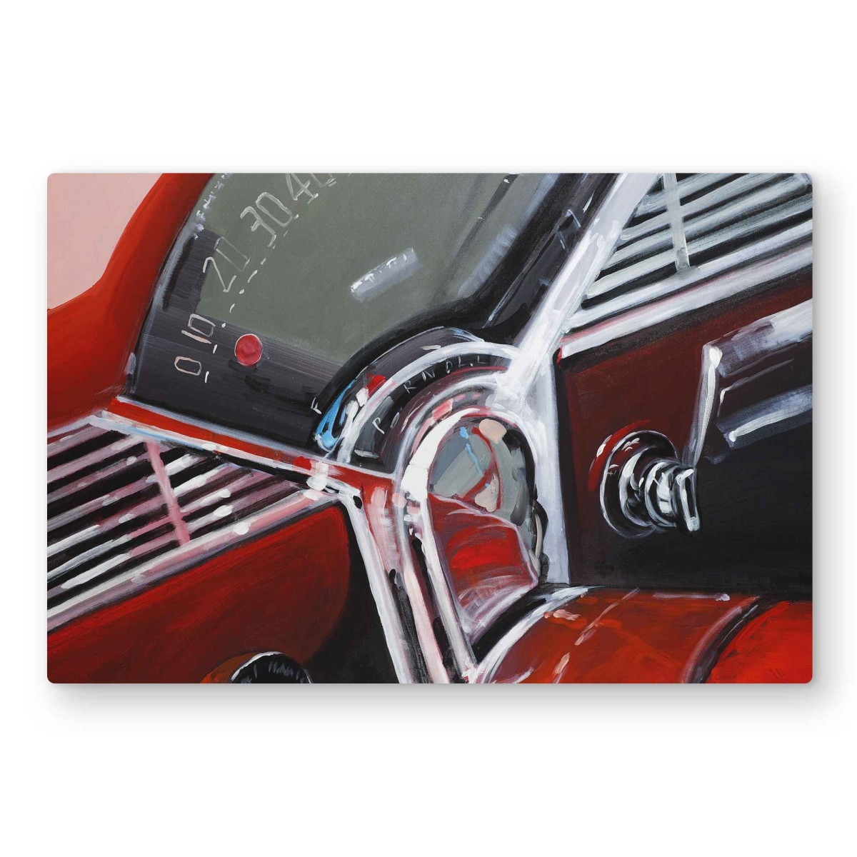 C1MP2030AEP7OJ 20 x 30 in. Vintage Red Car Dashboard - Metal Print Wall Art for Home Decor