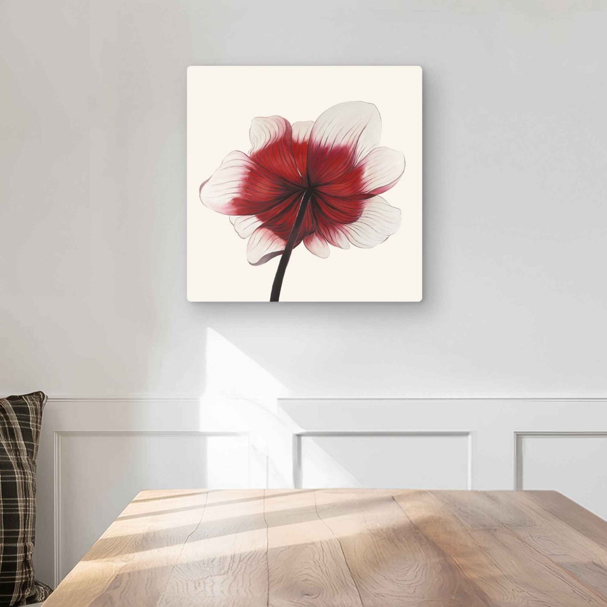 C1MP1616DCBMSG 16 x 16 in. Anemone Red Flower Wall Art - Botanical Hyperrealist Metal Print