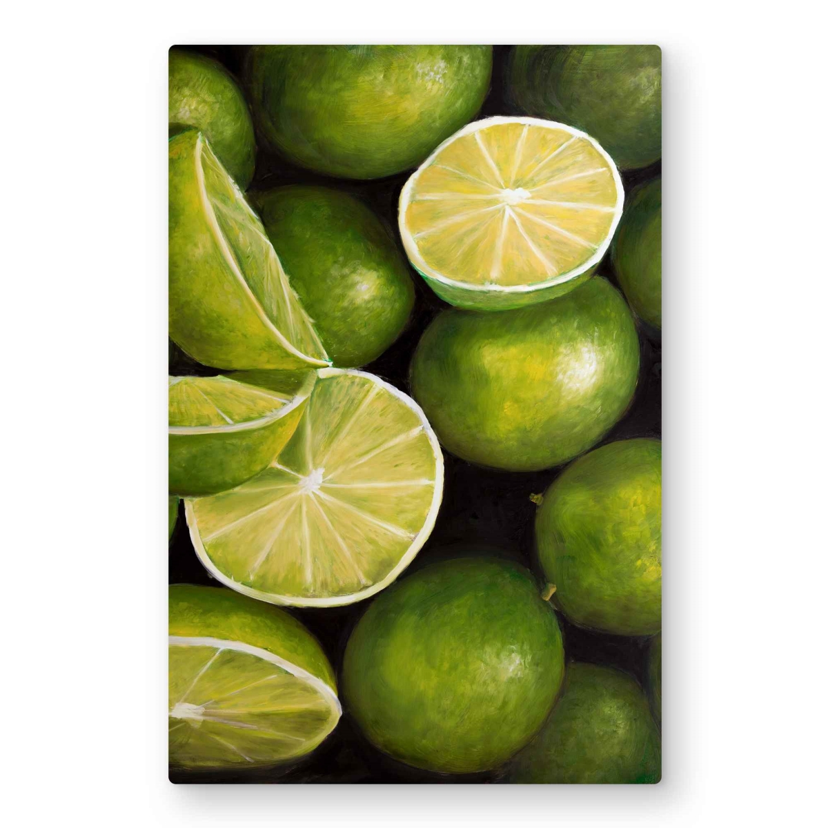 C1MP2030DWYEAH 20 x 30 in. Basket of Limes - Kitchen Green Metal Print Wall Art for Home Decor