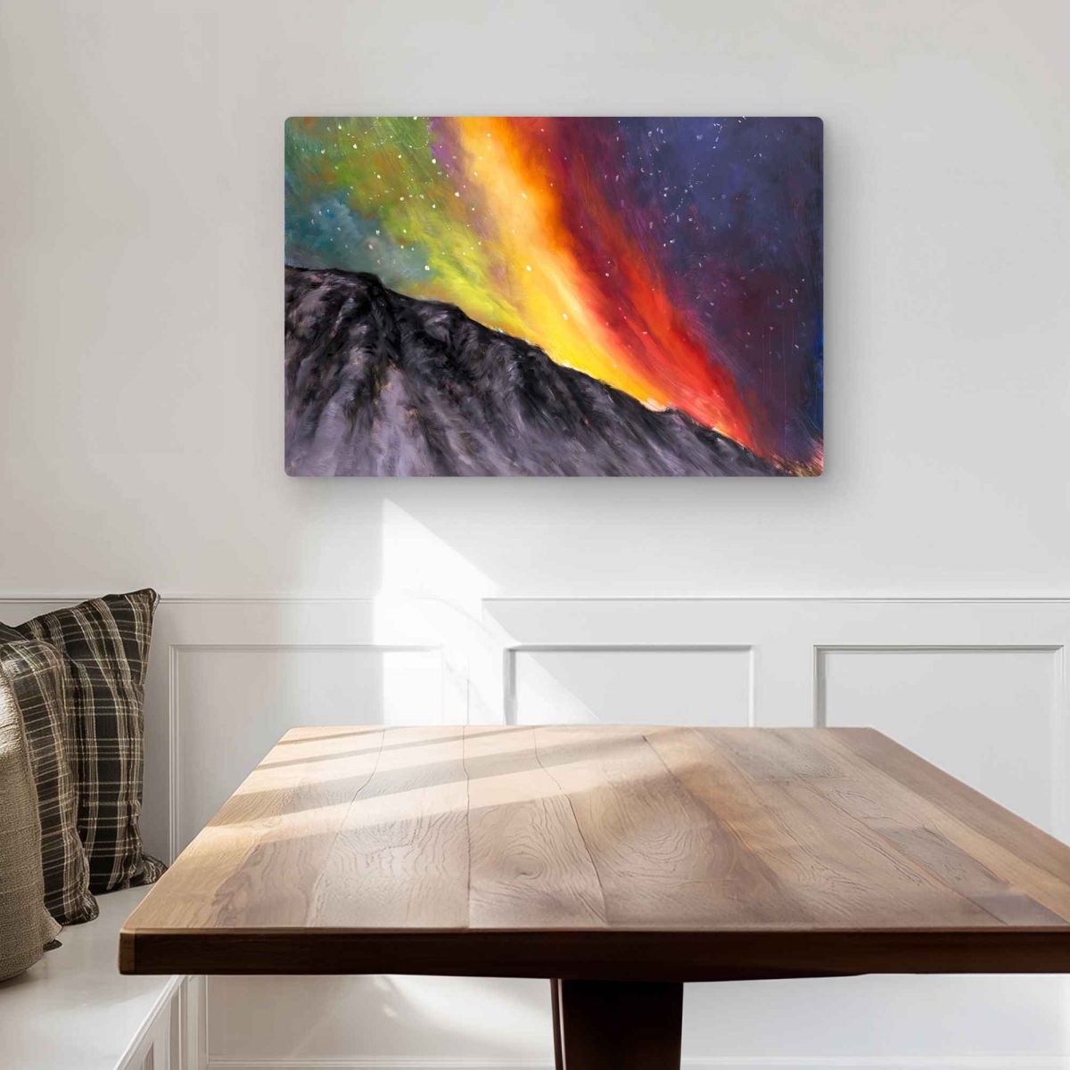 C1MP2030EADUV3 20 x 30 in. Aurora Borealis in the Mountain Wall Art - Purple Metal Print Decor