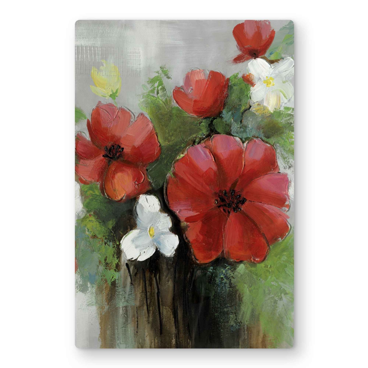 C1MP1218Z18WJC 12 x 18 in. Abstract Wild Flowers Bundle Wall Art - Office Red Metal Print Decor