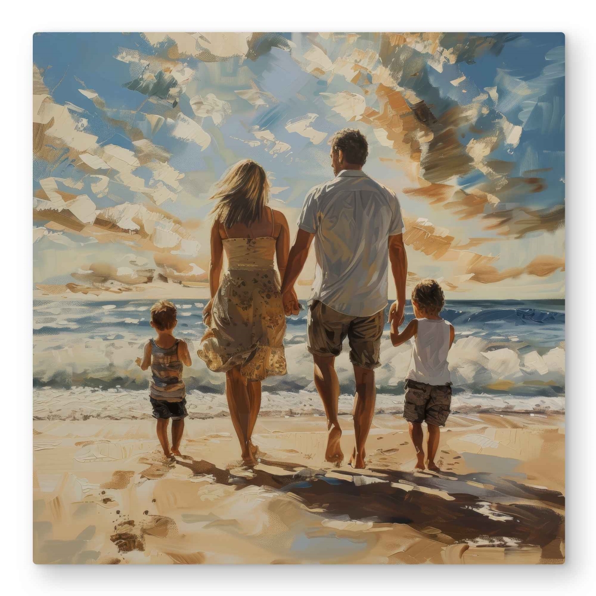 C1MP3232801MY0 32 x 32 in. Family Walk - White Metal Print Wall Art for Home Decor - Unique Art