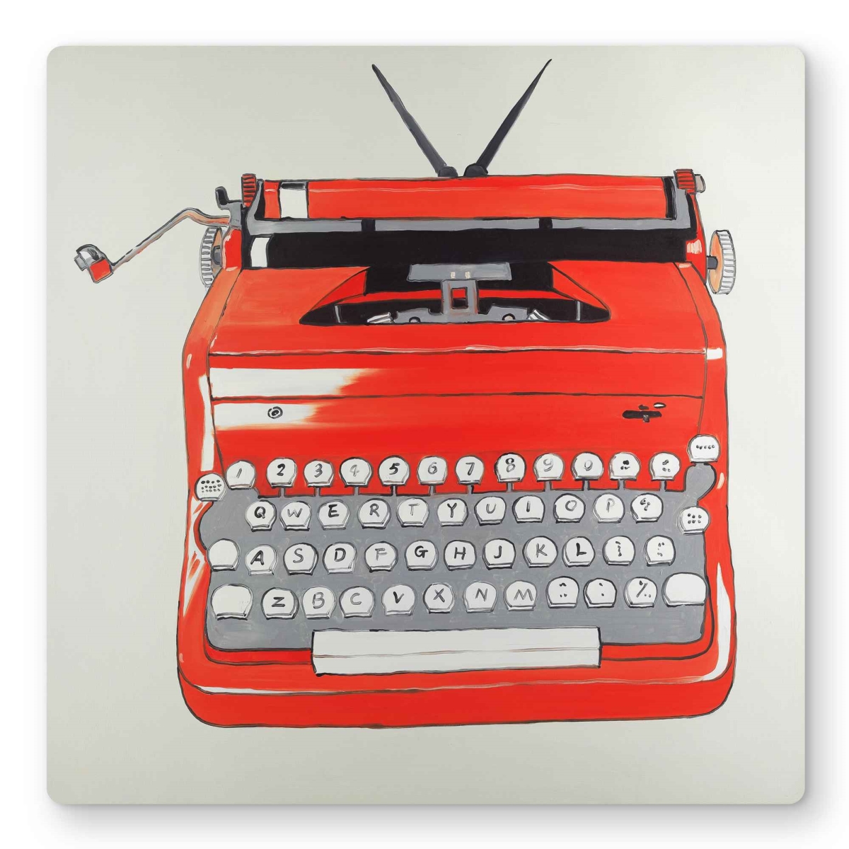 C1MP1616A45OD3 16 x 16 in. Red Typewriter Machine - Unique Metal Print Wall Art for Home Decor