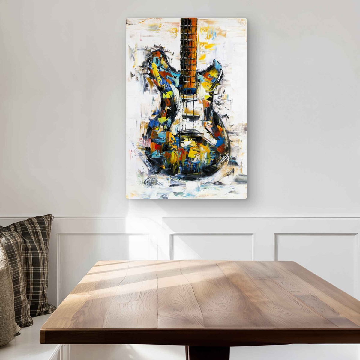 C1MP2030OY75NO 20 x 30 in. Abstract Colorful Guitar - Modern Gray Metal Print Wall Art - Decor