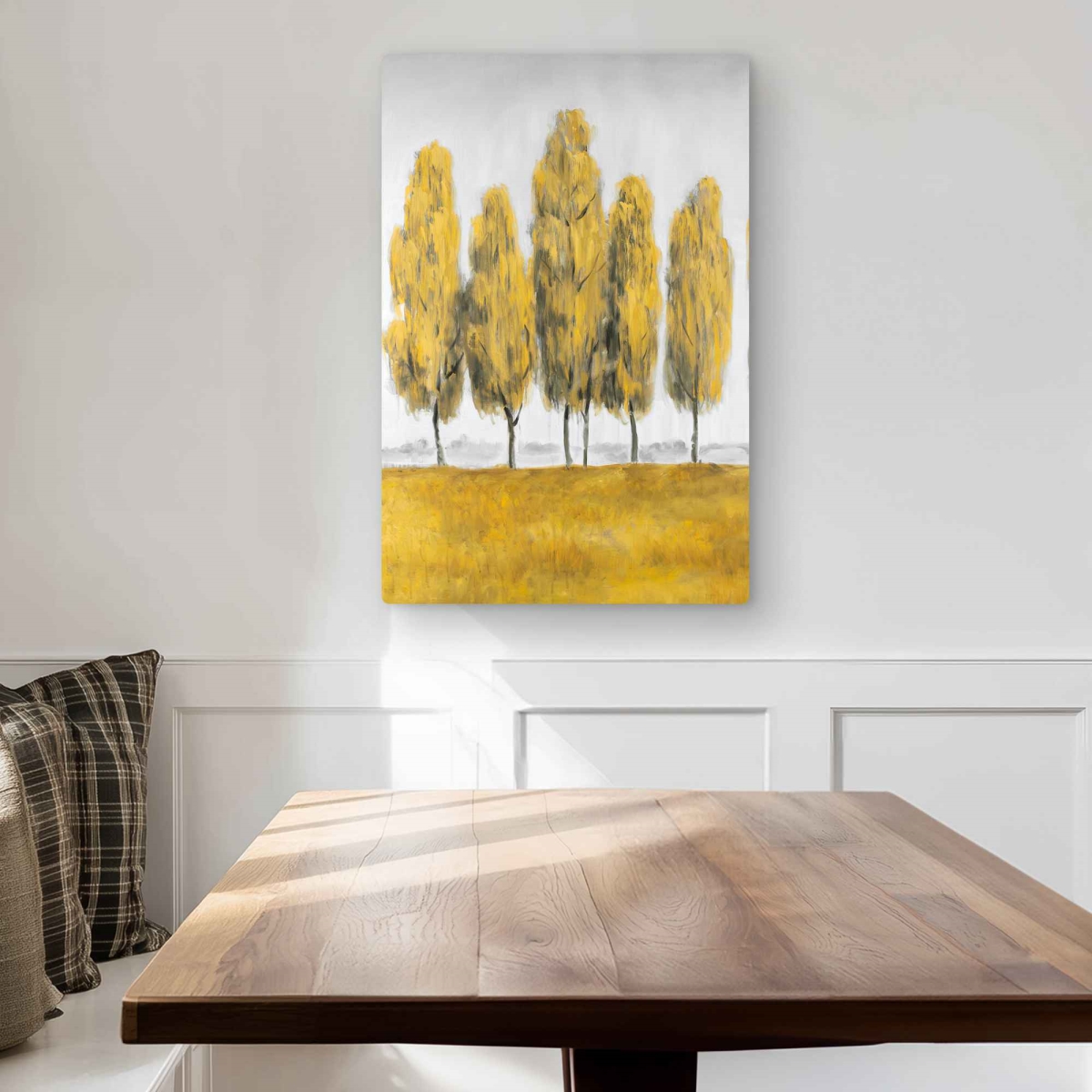 C1MP2030M8MNJX 20 x 30 in. Abstract Yellow Trees - Modern Metal Print Wall Art for Home Decor