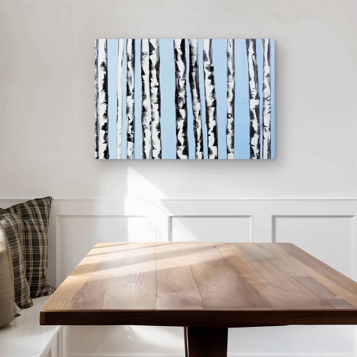 C1MP2030MRHXZK 20 x 30 in. Birches On A Blue Background Wall Art - White Bedroom Metal Print