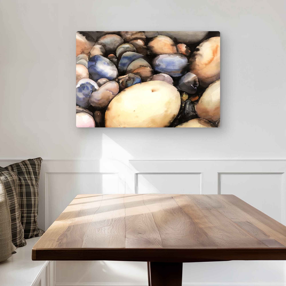 C1MP2030TO6DZG 20 x 30 in. Beach Pebbles - Beige Shapes Metal Print Wall Art for Home Decor