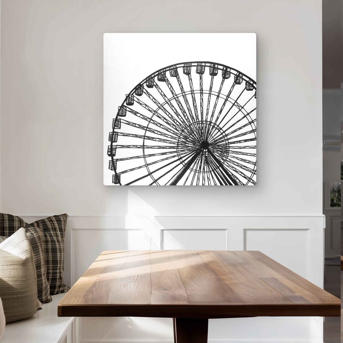 C1MP3232H192ZX 32 x 32 in. Monochrome Ferris Wheel - Metal Print Wall Art for Bedroom Decor