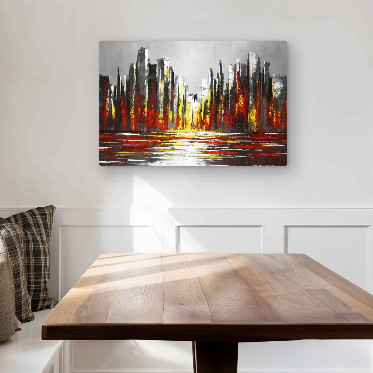 C1MP2030U6FP68 20 x 30 in. Abstract Red Skyline Wall Art - Building Abstract Metal Print