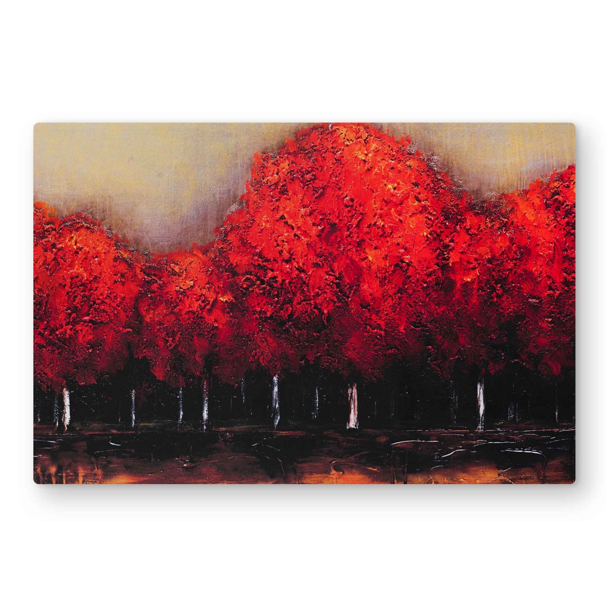 C1MP2030UBHOMB 20 x 30 in. Red Dark Trees - Contemporary Metal Print Wall Art for Living Room