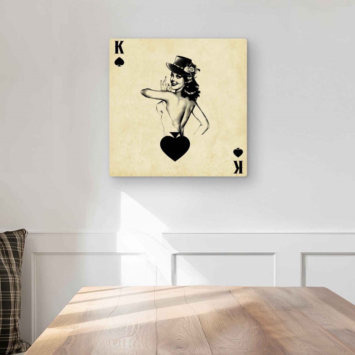 C1MP1616TVV0O9 16 x 16 in. King of Spades Vintage Metal Print Wall Art - Man Cave Home Decor