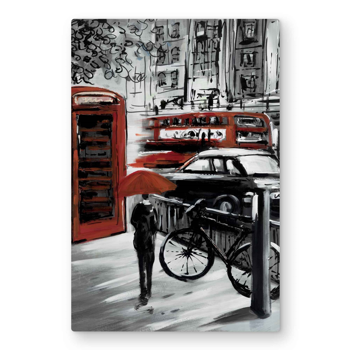 C1MP2030TFEQP6 20 x 30 in. European Street Wall Art - Contemporary Black Metal Print