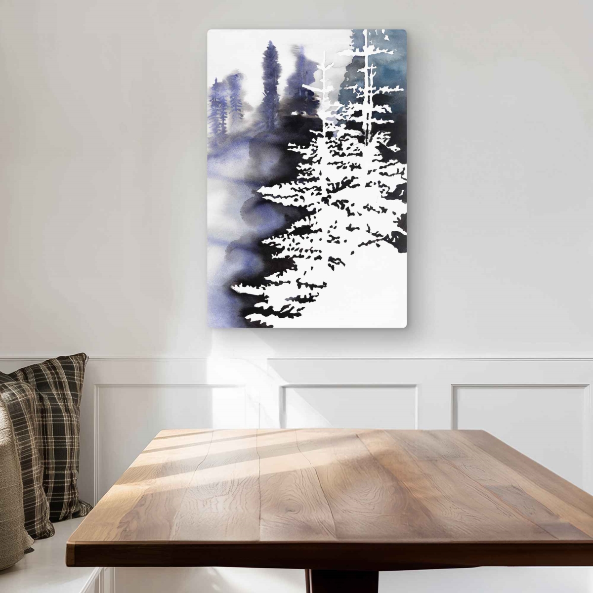 C1MP2030TJEM8A 20 x 30 in. Silhouette of A Forest - White Metal Print Wall Art for Home Decor