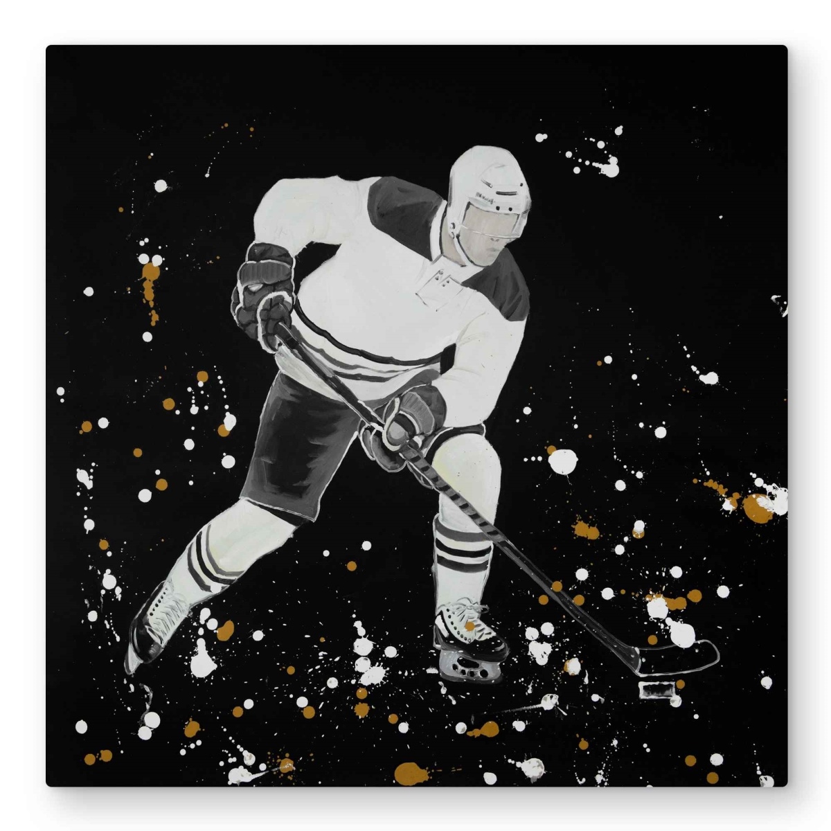 C1MP3232OTSTG4 32 x 32 in. Hockey Player In Action - Man Cave Metal Print Wall Art - Home Decor