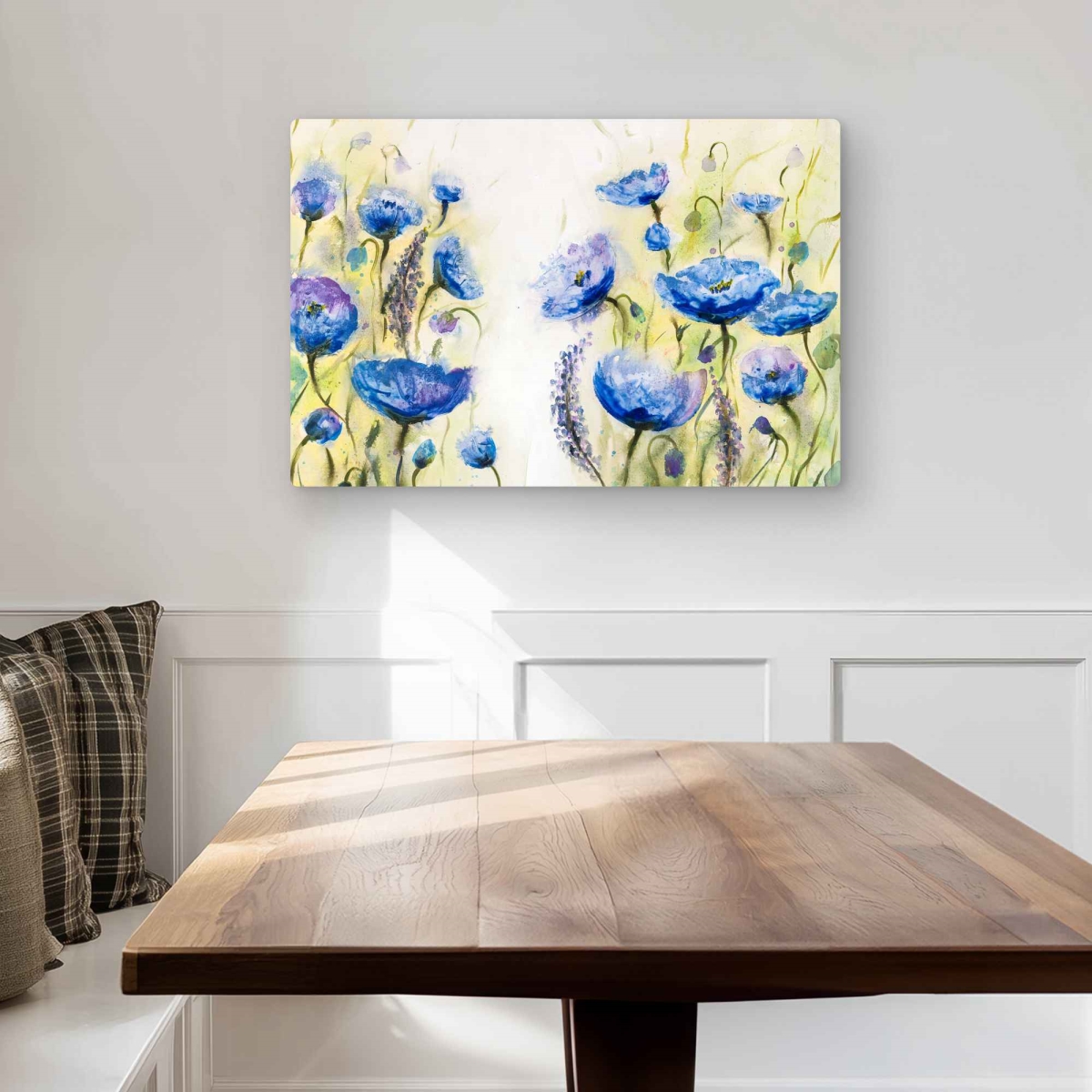 C1MP2030YOB2XM 20 x 30 in. Blue Garden - Beige Metal Print Wall Art for Living Room Decor