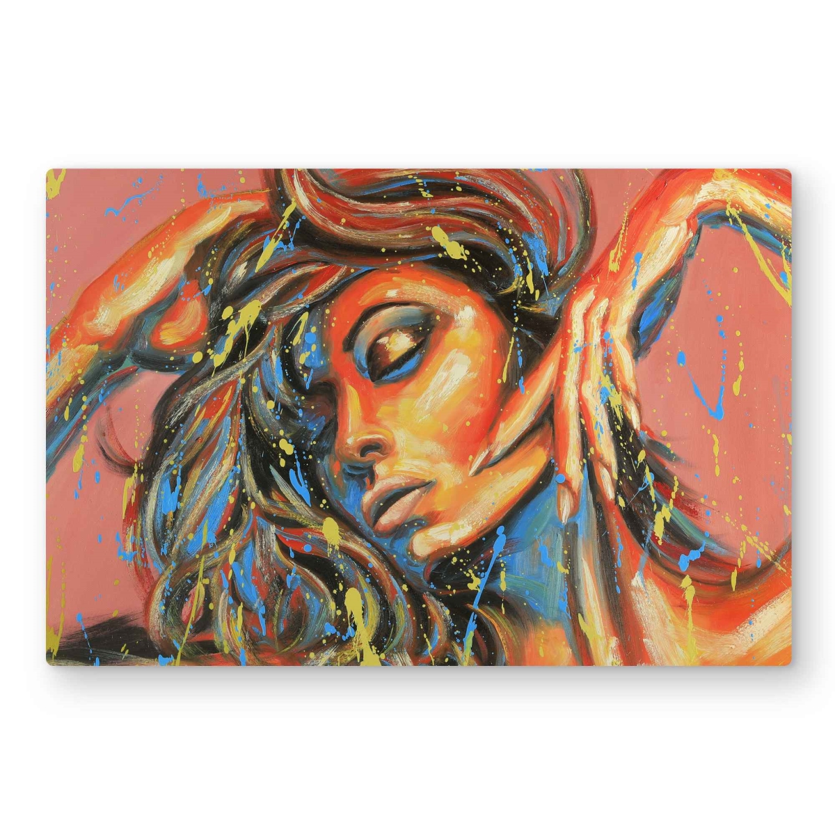 C1MP2030Z50P7W 20 x 30 in. Dance the Colors - Coral Modern Metal Print Wall Art for Home Decor