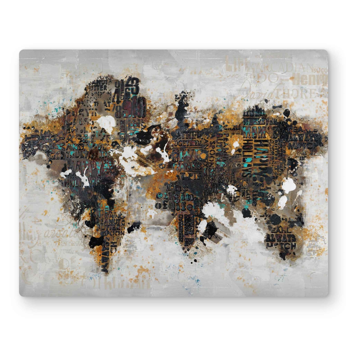 C1MP16207DHJDS 16 x 20 in. Abstract World Map with Typography Wall Art - Modern Metal Print