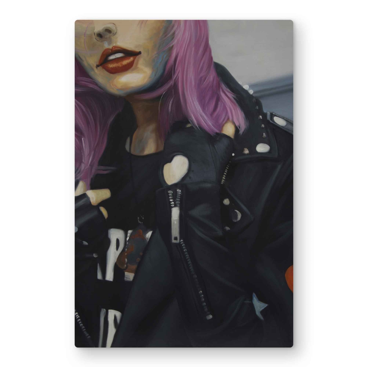C1MP2030ZQ5LUO 20 x 30 in. Young Punk Woman - Retro Black Metal Print Wall Art for Home Decor