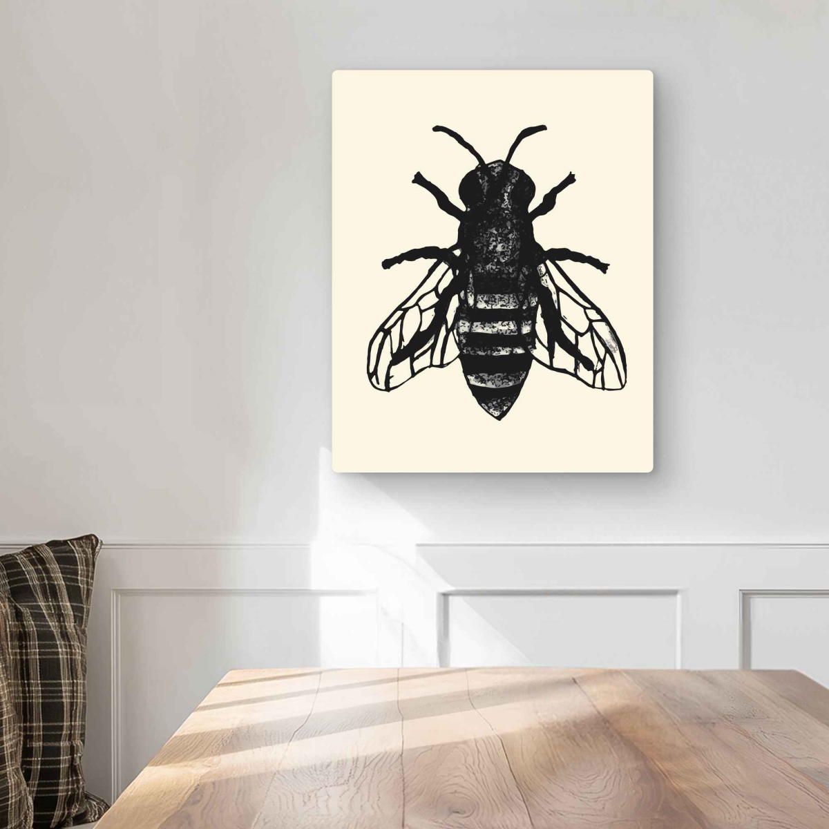 C1MP1620A8DSAJ 16 x 20 in. Bee - Beige Rustic Metal Print Wall Art for Stylish Home Decor