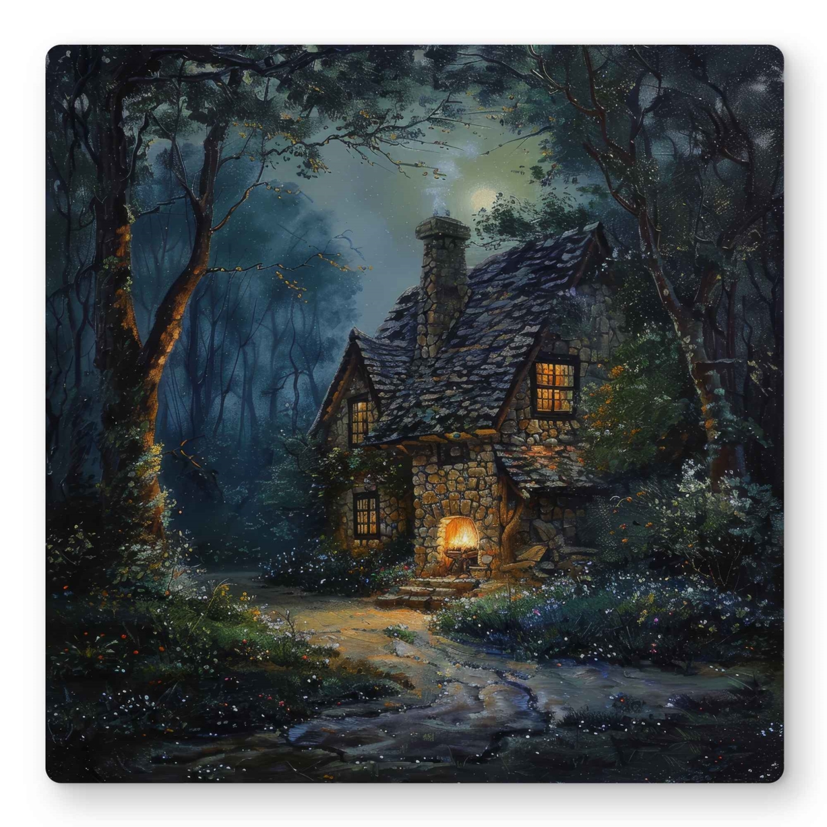 C1MP1616S1NHEP 16 x 16 in. Hidden Shack - Blue Metal Print Wall Art for Home Decor - Unique Art