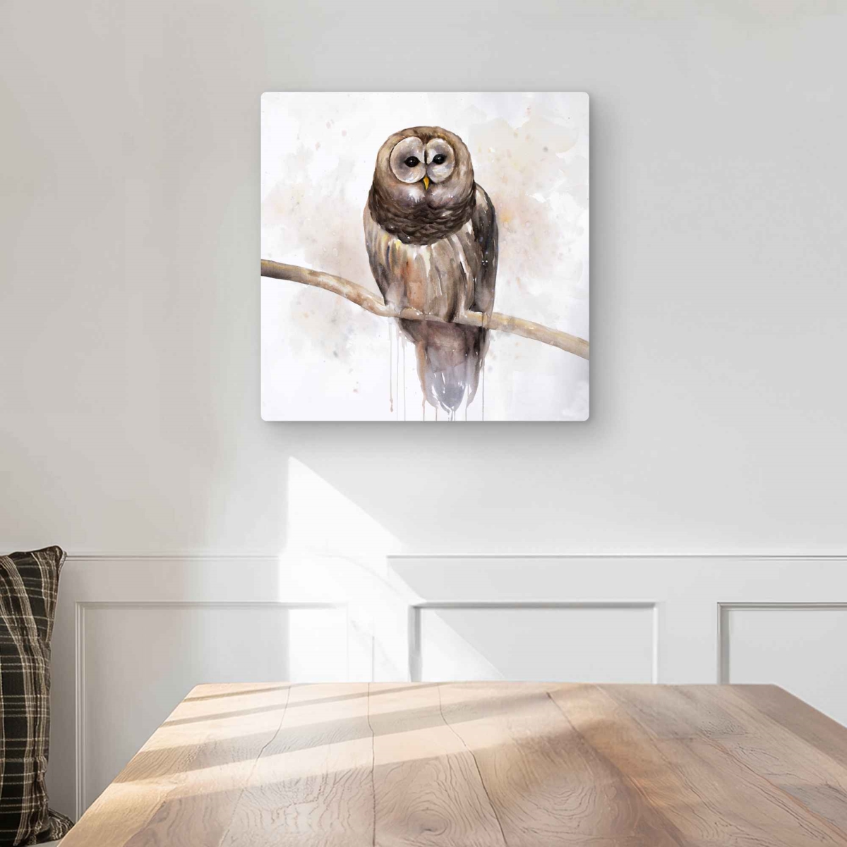 C1MP1616S32NYM 16 x 16 in. Barred Owl - Brown Metal Print Wall Art for Home Decor - Unique Art