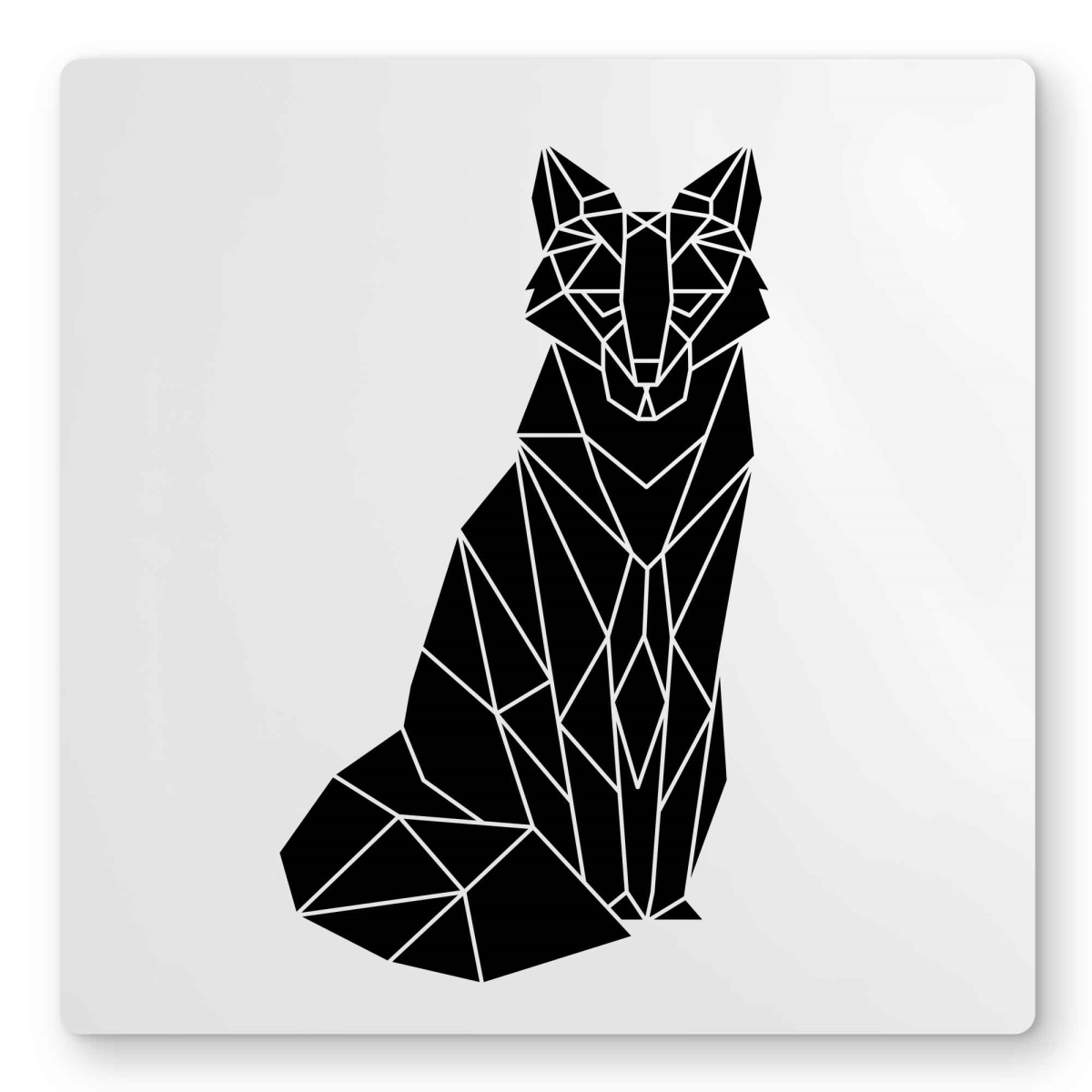 C1MP1616Y1LTMX 16 x 16 in. Geometric Fox - White Animals Metal Print Wall Art for Home Decor