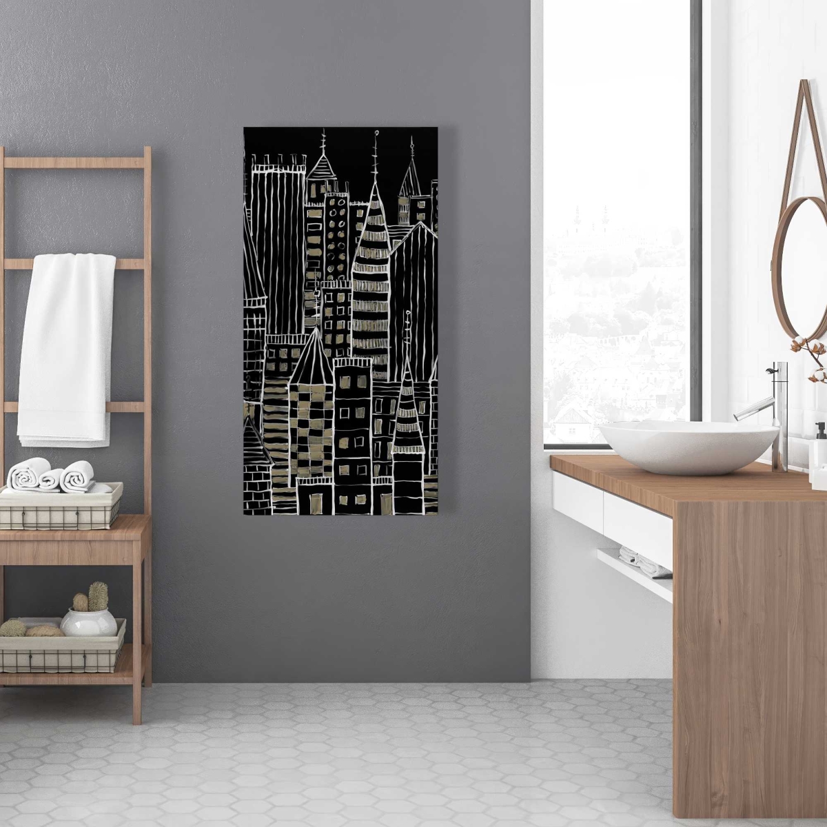 C1RC2448HF9Z72 24 x 48 in. Illustrative Dark City Canvas - Unique Home Decor Art