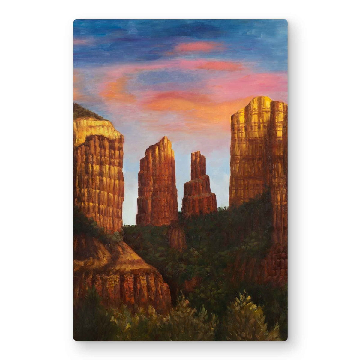 C1MP20308TG1W7 20 x 30 in. Cathedral Rock Arizona Metal Print Wall Art - Brown Places Home Decor
