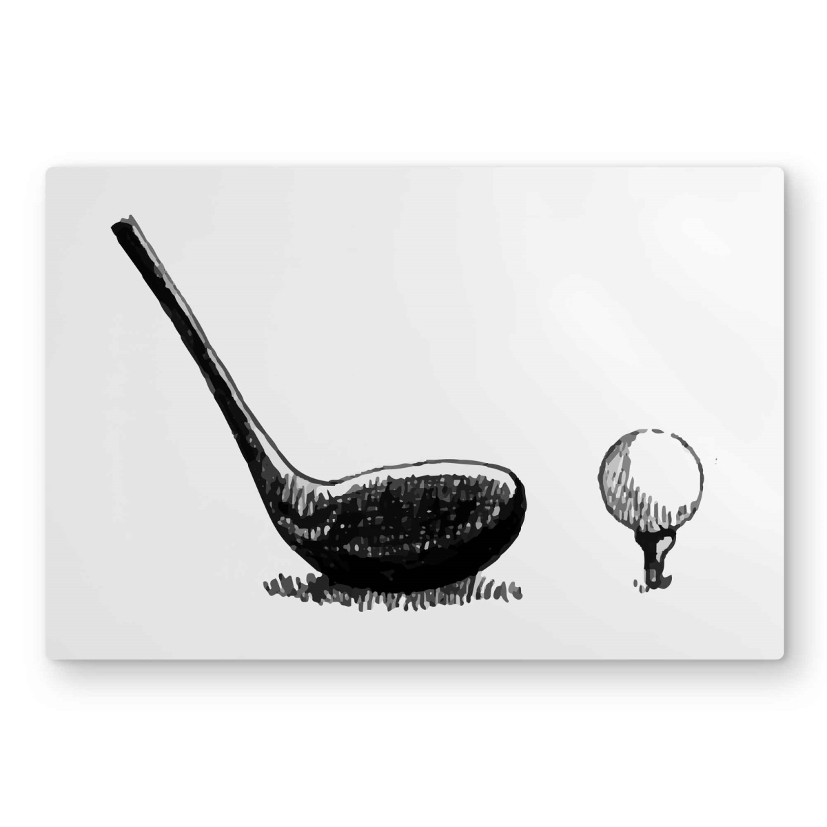 C1MP2030951BFP 20 x 30 in. Illustration of A Golf Club Bw Wall Art - Black Metal Print Decor
