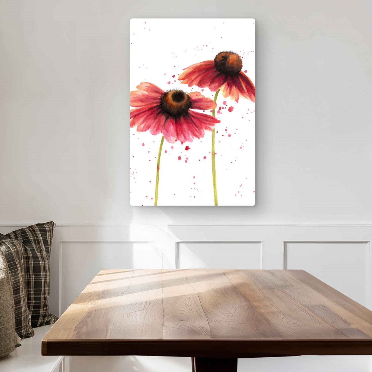 C1MP20309S9PDV 20 x 30 in. Two Pink Daisies Wall Art - Brown Botanical Metal Print