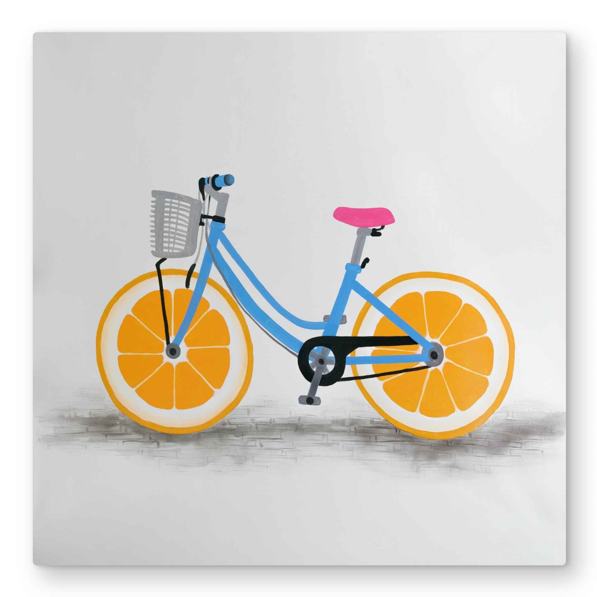 C1MP323244BGE8 32 x 32 in. Orange Wheel Bike - Bedroom Blue Metal Print Wall Art for Home Decor