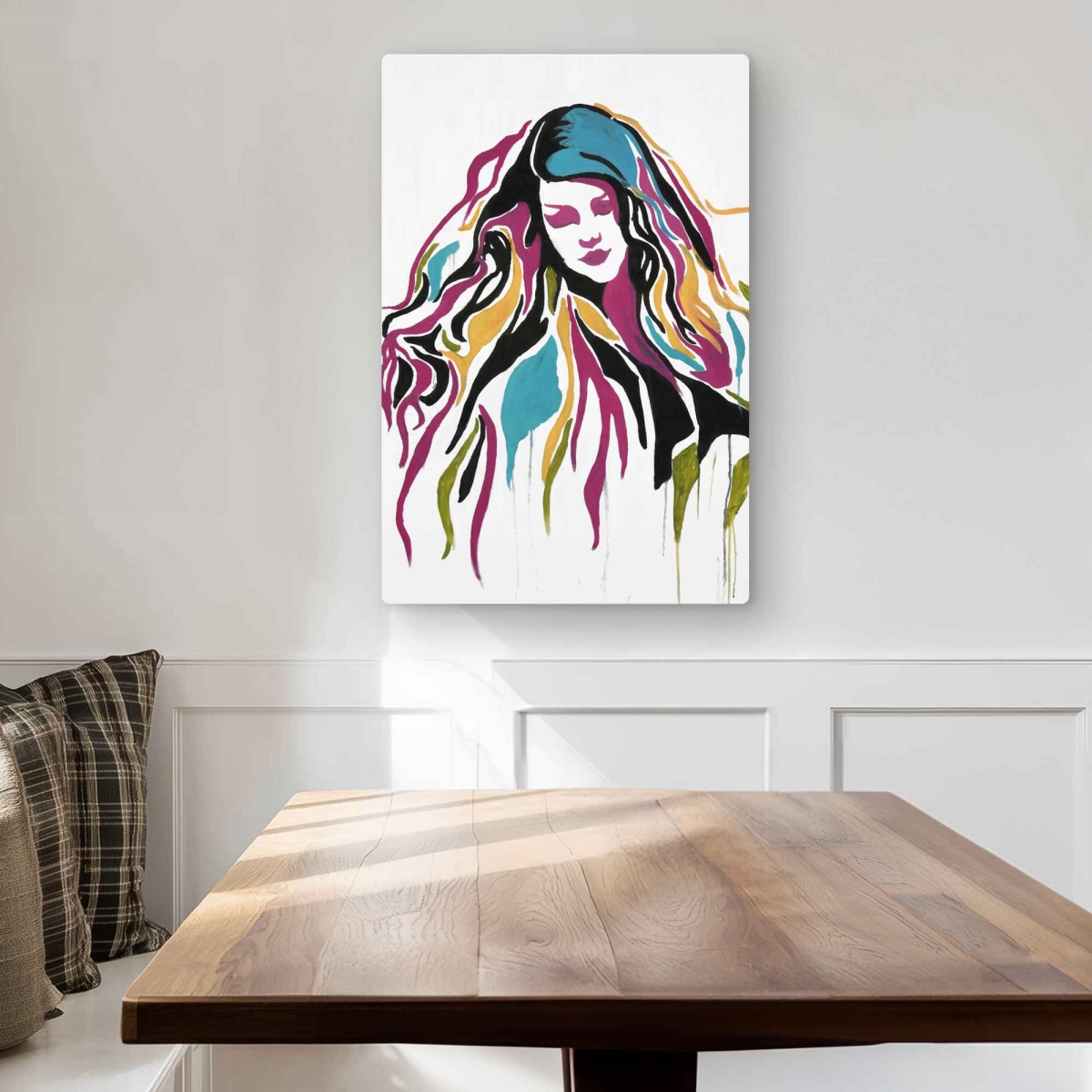 C1MP2030B37PRH 20 x 30 in. Woman Graffiti Art - Turquoise Metal Print Wall Art for Home Decor